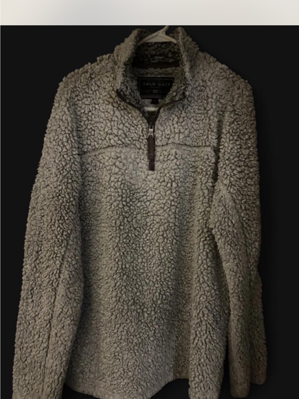 True Grit Men's Light Gray Sherpa Half-Zip Pullover